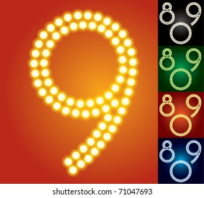 Set of advanced led alphabet with transparency. Characters 8-9-0