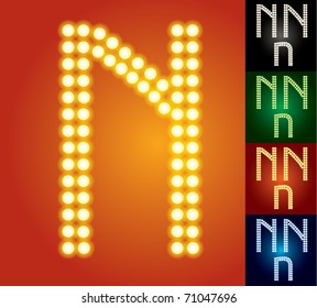 Set Of Advanced Led Alphabet With Transparency. Character N