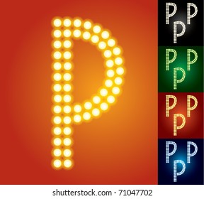 Set of advanced led alphabet with transparency. Character p