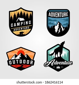 set of adventure camping logo vector outdoor illustration design