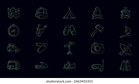 Set of adventure gradient icon design