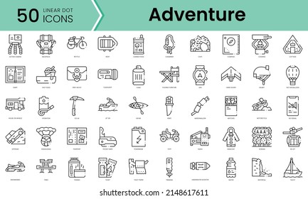 Set of adventure icons. Line art style icons bundle. vector illustration