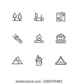 set of adventure icons for web
