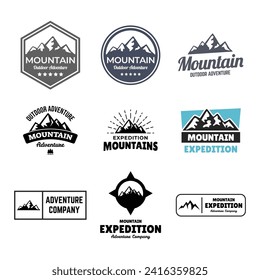 Set of Adventure and outdoor vintage logo template, badge or emblem style