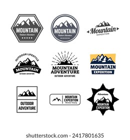 Set of Adventure and outdoor vintage logo template, badge or emblem style