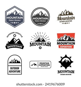 Set of Adventure and outdoor vintage logo template, badge or emblem style