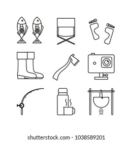 Set of Adventure Thin Line Icon Symbol Illustration Design Set