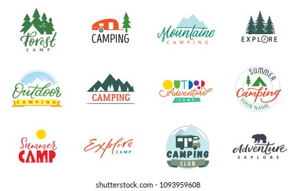 Set of adventure and travel vector hand drawn unique typography design element for greeting cards, decoration, prints and posters. Modern calligraphy. Handwritten lettering.