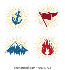 Set of adventure and travel vector unique typography design element for greeting cards, decoration, prints and posters
