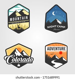 set of adventure traveling logo vector outdoor illustration design