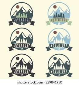set of adventure vintage labels