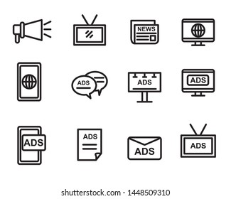 Set of advertisement and marketing icon related suitable for interface or modern graphic design, suitable for doodle too