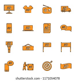 Set of advertisement outline vector icons.