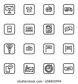 Set of advertisement outline vector icons.