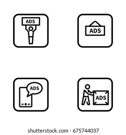 Set of advertisement outline vector icons.