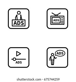 Set of advertisement outline vector icons.