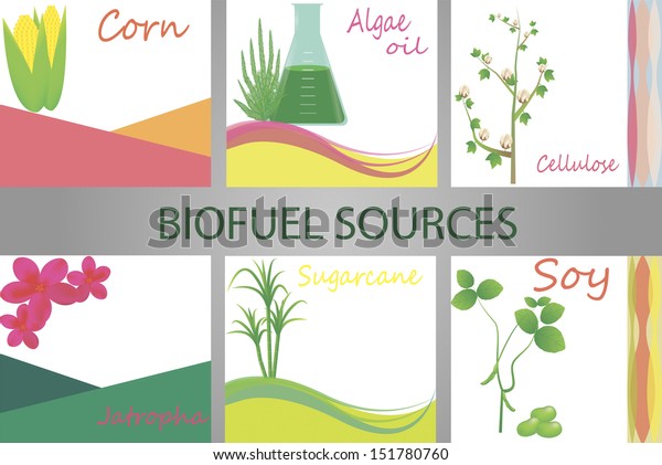 Set Advertising Banners Connected Biofuel Sources Stock Vector Royalty Free