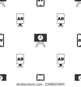Set Advertising, Board with graph chart and  on seamless pattern. Vector