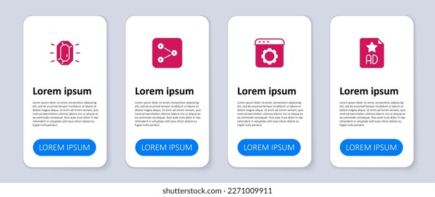 Set Advertising, Browser setting, Share and Diamond. Business infographic template. Vector