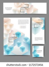 Set of advertising flyers and banners with abstract geometric elements