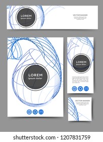 Set of advertising flyers and banners with abstract geometric elements