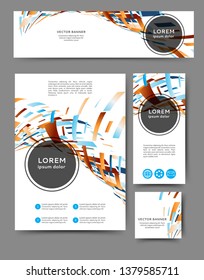 Set of advertising flyers and banners with abstract geometric elements