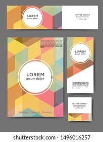 Set of advertising flyers and banners with abstract geometric elements