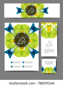 Set of advertising flyers and banners with abstract floral background