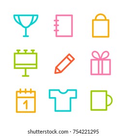 Set of advertising icons, 2d vector design elements, eps 8
