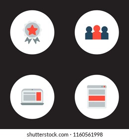 Set of advertising icons flat style symbols with app, brand awareness, ad banner icons for your web mobile app logo design.