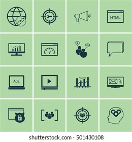 Set Of Advertising Icons On Loading Speed, Connectivity And Security Topics. Editable Vector Illustration. Includes Digital, Email And Newsletter Vector Icons.