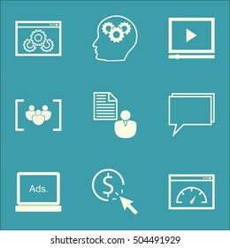 Set Of Advertising Icons On Loading Speed, Video Player And Website Performance Topics. Editable Vector Illustration. Includes Creativity, Video And Website Vector Icons.