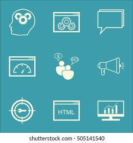 Set Of Advertising Icons On Loading Speed, Keyword Marketing And Website Performance Topics. Editable Vector Illustration. Includes Keyword, SEO And HTML Vector Icons.