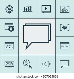 Set Of Advertising Icons On Loading Speed, Video Player And Focus Group Topics. Editable Vector Illustration. Includes Target, Online, Page And More cons.