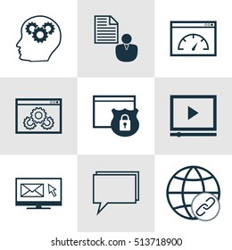 Set Of Advertising Icons On Loading Speed, Security And Website Performance Topics. Editable Vector Illustration. Includes Optimization, Speed, Newsletter And More Vector Icons.