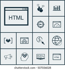 Set Of Advertising Icons On Media Campaign, Coding And Connectivity Topics. Editable Vector Illustration. Includes Consulting, Link, Newsletter And More Vector Icons.