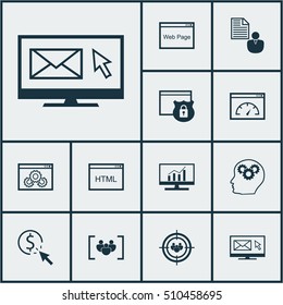 Set Of Advertising Icons On Newsletter, Market Research And Brain Process Topics. Editable Vector Illustration. Includes Comprehensive, Per, Newsletter And More Vector Icons.