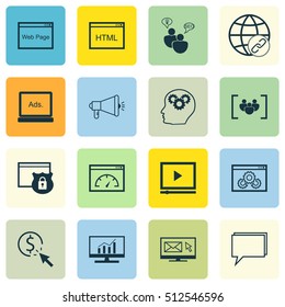 Set Of Advertising Icons On Newsletter, Loading Speed And Market Research Topics. Editable Vector Illustration. Includes Link, Conference, Creativity And More Vector Icons.