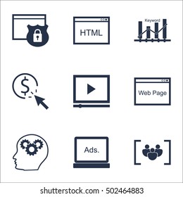 Set Of Advertising Icons On PPC, Digital Media And Questionnaire Topics. Editable Vector Illustration. Includes Plan, Digital And Pay Elements