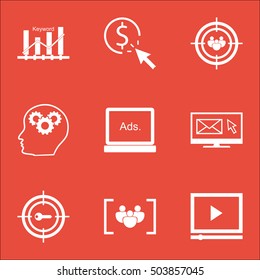 Set Of Advertising Icons On PPC, Brain Process And Newsletter Topics. Editable Vector Illustration. Includes Creativity, Click And Per Vector Icons.