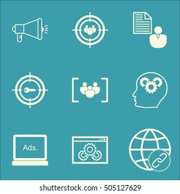 Set Of Advertising Icons On Questionnaire, Focus Group And Keyword Marketing Topics. Editable Vector Illustration. Includes Creativity, Group And Community Vector Icons.