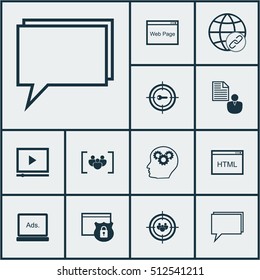 Set Of Advertising Icons On Questionnaire, Coding And Security Topics. Editable Vector Illustration. Includes Marketing, Keyword, Page And More Vector Icons.