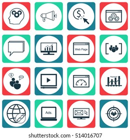 Set Of Advertising Icons On Questionnaire, Connectivity And Conference Topics. Editable Vector Illustration. Includes Target, Conference, Marketing And More Elements