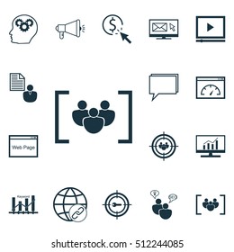 Set Of Advertising Icons On Report, Video Player And Connectivity Topics. Editable Vector Illustration. Includes Conference, Pay, Dynamics And More Vector Icons.