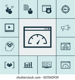 Set Of Advertising Icons On Security, Questionnaire And Website Performance Topics. Editable Vector Illustration. Includes Target, Speed, Creativity And More Vector Icons.