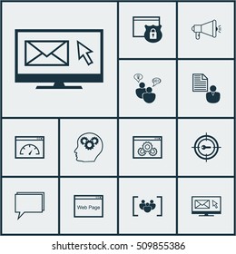 Set Of Advertising Icons On Security, Website And Brain Process Topics. Editable Vector Illustration. Includes Businessman, Performance, Consulting And More Vector Icons.