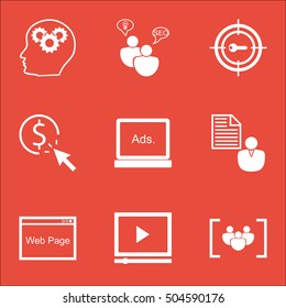 Set Of Advertising Icons On Website, Keyword Marketing And Digital Media Topics. Editable Vector Illustration. Includes Advertising, Video And Click Vector Icons.