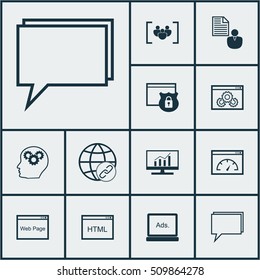 Set Of Advertising Icons On Website, Digital Media And Coding Topics. Editable Vector Illustration. Includes Dynamics, Web, Optimization And More Vector Icons.