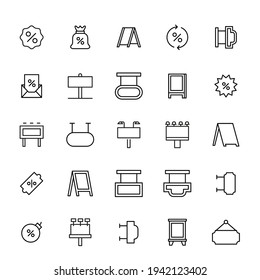 Set of advertising related vector line icons. Premium linear symbols pack. Vector illustration isolated on a white background. Web symbols for web sites and mobile app. Trendy design.