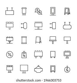 Set of advertising related vector line icons. Premium linear symbols pack. Vector illustration isolated on a white background. Web symbols for web sites and mobile app. Trendy design.